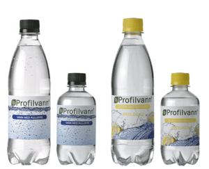 Vann med dinn etikett